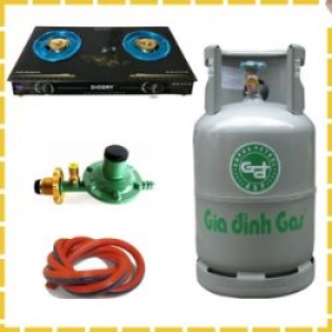 Trọn Bộ Bình Gas Bếp Gas Đôi Mặt Kính Van Dây Tự Động